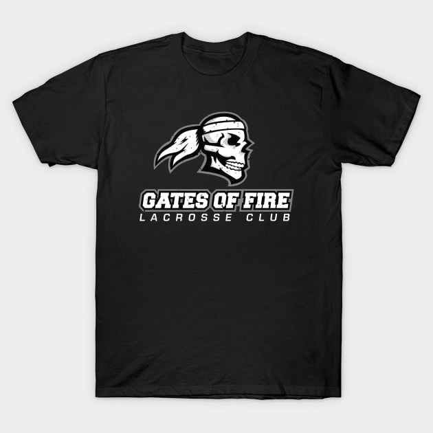 Gates of Fire Lacrosse Club Grey Weathered Logo T-Shirt by GatesOfFire